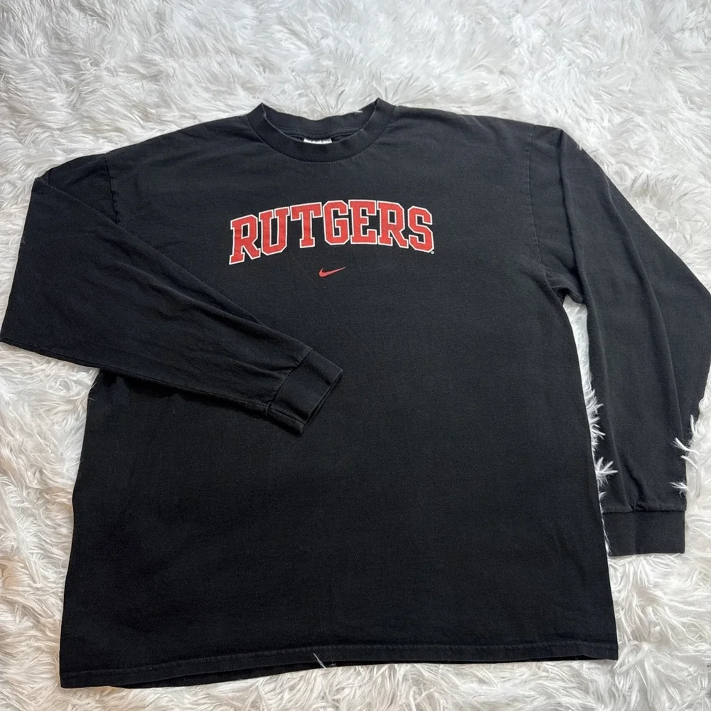 Rare! Vintage 90's Rutgers Scarlet Knights Shirt Nike Team‎ Center Swoosh Men XL